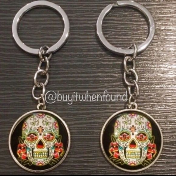 K Sugar Skull Day of The Dead Cabochon Keychain - Picture 8 of 8